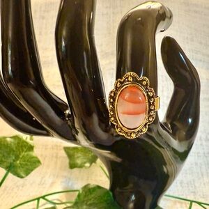 New Vintage-Inspired Adjustable Ring w/Oval Striped Center Stone